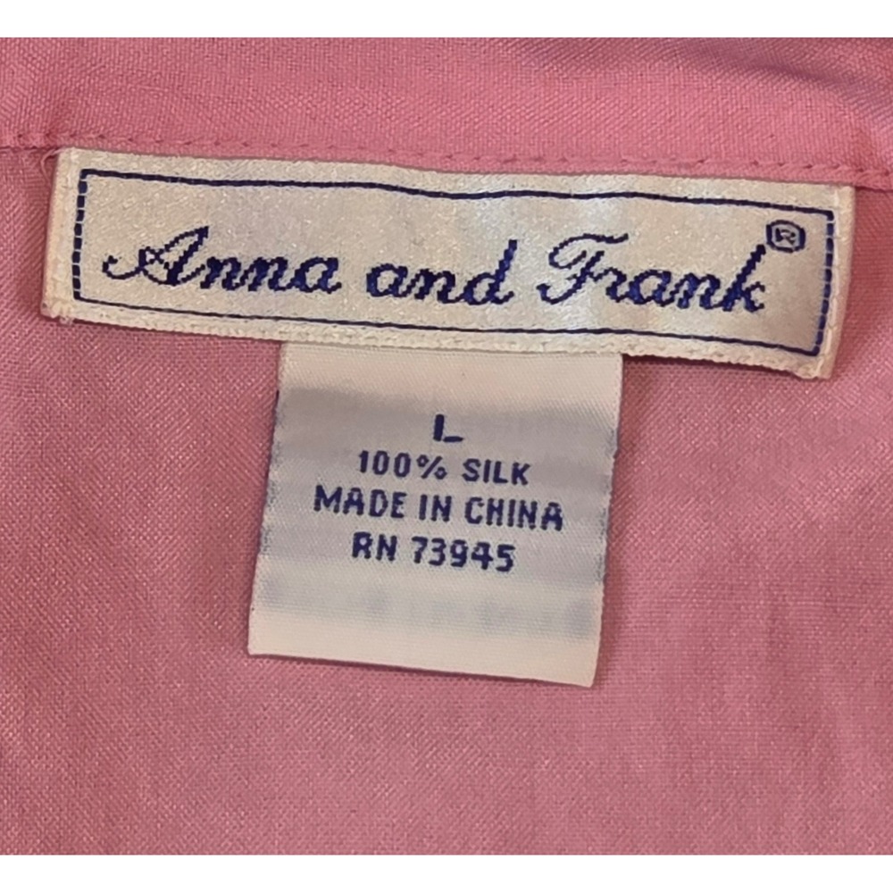 Anna and Frank 90s Pink Silk Button Up Minimalist Casual Luxe Blouse 3/4 Sleeve - Picture 4 of 12